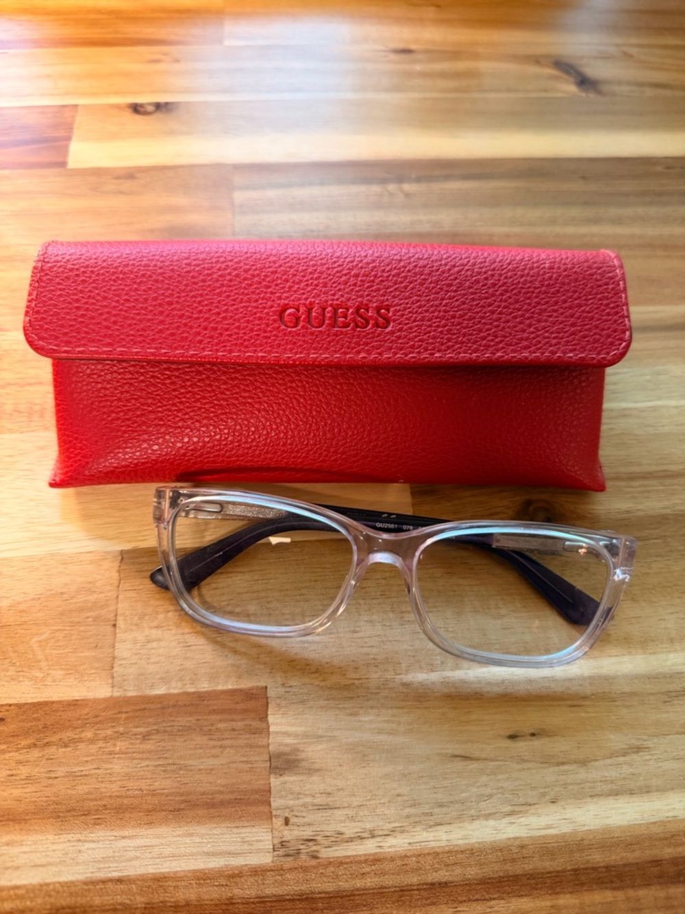 Clear Eyeglass Frame with GUESS Red Case